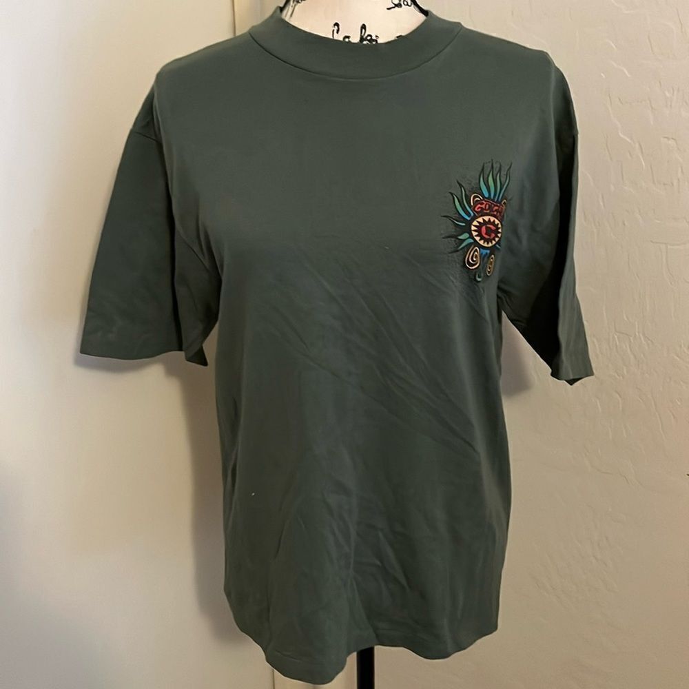 Vintage Gotcha Big Kids Green Graphic Design Pullover Shirt Casual